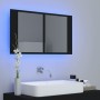 Armario espejo de baño con luz LED acrílico negro 80x12x45 cm de vidaXL, Tocadores de baño - Ref: Foro24-804965, Precio: 70,6...