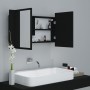 Armario espejo de baño con luz LED acrílico negro 80x12x45 cm de vidaXL, Tocadores de baño - Ref: Foro24-804965, Precio: 70,6...