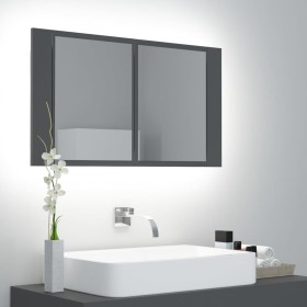 Armario espejo de baño con luz LED acrílico gris 80x12x45 cm de vidaXL, Tocadores de baño - Ref: Foro24-804966, Precio: 61,99...