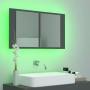 Armario espejo de baño con luz LED acrílico gris 80x12x45 cm de vidaXL, Tocadores de baño - Ref: Foro24-804966, Precio: 61,08...