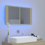 Armario espejo de baño LED acrílico roble Sonoma 80x12x45 cm de vidaXL, Tocadores de baño - Ref: Foro24-804967, Precio: 54,04...