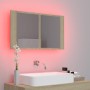 Armario espejo de baño LED acrílico roble Sonoma 80x12x45 cm de vidaXL, Tocadores de baño - Ref: Foro24-804967, Precio: 54,04...