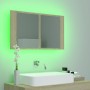 Armario espejo de baño LED acrílico roble Sonoma 80x12x45 cm de vidaXL, Tocadores de baño - Ref: Foro24-804967, Precio: 54,04...