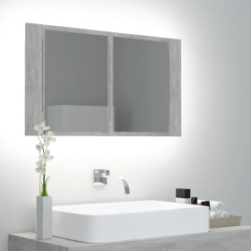 Armario espejo baño luz LED acrílico gris hormigón 80x12x45 cm de vidaXL, Tocadores de baño - Ref: Foro24-804968, Precio: 61,...