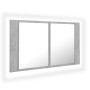 Armario espejo baño luz LED acrílico gris hormigón 80x12x45 cm de vidaXL, Tocadores de baño - Ref: Foro24-804968, Precio: 62,...