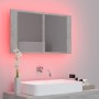 Armario espejo baño luz LED acrílico gris hormigón 80x12x45 cm de vidaXL, Tocadores de baño - Ref: Foro24-804968, Precio: 62,...