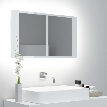 Armario espejo de baño LED acrílico blanco brillo 80x12x45 cm de vidaXL, Tocadores de baño - Ref: Foro24-804969, Precio: 68,2...