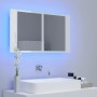 Armario espejo de baño LED acrílico blanco brillo 80x12x45 cm de vidaXL, Tocadores de baño - Ref: Foro24-804969, Precio: 68,2...