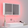 Armario espejo de baño LED acrílico blanco brillo 80x12x45 cm de vidaXL, Tocadores de baño - Ref: Foro24-804969, Precio: 68,2...