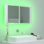 Armario espejo de baño LED acrílico blanco brillo 80x12x45 cm de vidaXL, Tocadores de baño - Ref: Foro24-804969, Precio: 68,2...