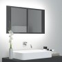 Armario espejo de baño luz LED acrílico gris brillo 80x12x45 cm de vidaXL, Tocadores de baño - Ref: Foro24-804971, Precio: 55...