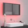 Armario espejo de baño luz LED acrílico gris brillo 80x12x45 cm de vidaXL, Tocadores de baño - Ref: Foro24-804971, Precio: 55...