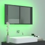 Armario espejo de baño luz LED acrílico gris brillo 80x12x45 cm de vidaXL, Tocadores de baño - Ref: Foro24-804971, Precio: 55...