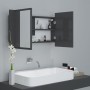 Armario espejo de baño luz LED acrílico gris brillo 80x12x45 cm de vidaXL, Tocadores de baño - Ref: Foro24-804971, Precio: 55...