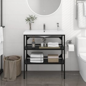 Estructura de lavabo de hierro negro 79x38x83 cm de vidaXL, Tocadores de baño - Ref: Foro24-338489, Precio: 61,99 €, Descuent...