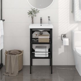 Black iron washbasin structure 40x38x83 cm by vidaXL, bathroom vanities - Ref: Foro24-338487, Price: 62,96 €, Discount: %