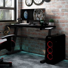 Gaming desk with Z-shaped black LED legs 90x60x75 cm by vidaXL, Desks - Ref: Foro24-325418, Price: 116,16 €, Discount: %