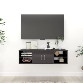 Glossy gray plywood wall shelf 102x30x29 cm by vidaXL, Shelves and shelves - Ref: Foro24-806264, Price: 51,99 €, Discount: %