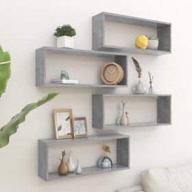 Cube wall shelf 4 pcs engineered wood concrete 60x15x23cm by vidaXL, Shelves and shelves - Ref: Foro24-807146, Price: 55,41 €...