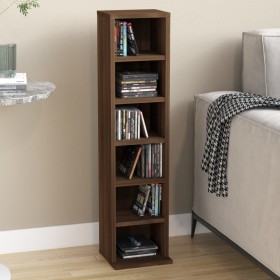 Brown oak plywood CD shelf 21x20x88 cm by vidaXL, CD and DVD storage - Ref: Foro24-815074, Price: 27,83 €, Discount: %