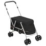 Zusammenklappbarer Hundekinderwagen aus schwarzem Leinenstoff, 100 x 49 x 96 cm von vidaXL, Kinderwagen für Haustiere - Ref: ...