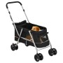 Zusammenklappbarer Hundekinderwagen aus schwarzem Leinenstoff, 100 x 49 x 96 cm von vidaXL, Kinderwagen für Haustiere - Ref: ...