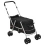 Zusammenklappbarer Hundekinderwagen aus schwarzem Leinenstoff, 100 x 49 x 96 cm von vidaXL, Kinderwagen für Haustiere - Ref: ...