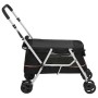 Zusammenklappbarer Hundekinderwagen aus schwarzem Leinenstoff, 100 x 49 x 96 cm von vidaXL, Kinderwagen für Haustiere - Ref: ...