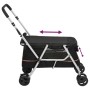 Zusammenklappbarer Hundekinderwagen aus schwarzem Leinenstoff, 100 x 49 x 96 cm von vidaXL, Kinderwagen für Haustiere - Ref: ...