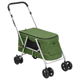 Folding dog stroller green linen fabric 100x49x96 cm by vidaXL, pet strollers - Ref: Foro24-172204, Price: 115,81 €, Discount: %