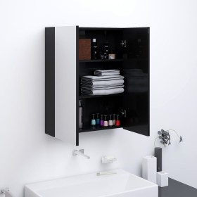 Armario de espejo de baño MDF negro brillante 60x15x75 cm de vidaXL, Tocadores de baño - Ref: Foro24-331524, Precio: 129,99 €...