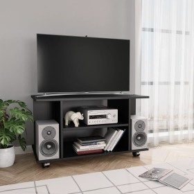 TV stand with wheels, engineered wood, black, 80x40x45 cm by vidaXL, TV Furniture - Ref: Foro24-800190, Price: 45,99 €, Disco...