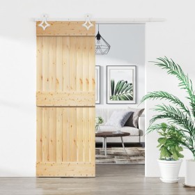 Sliding door with solid pine wood fittings 80x210 cm by vidaXL, Doors - Ref: Foro24-3203162, Price: 148,18 €, Discount: %