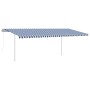 Automatic retractable awning with blue and white poles 6x3 m by vidaXL, Awnings - Ref: Foro24-3070006, Price: 677,22 €, Disco...