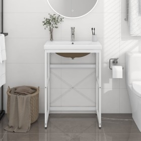 Estructura de baño con lavabo incorporado hierro blanco de vidaXL, Tocadores de baño - Ref: Foro24-3101386, Precio: 171,99 €,...