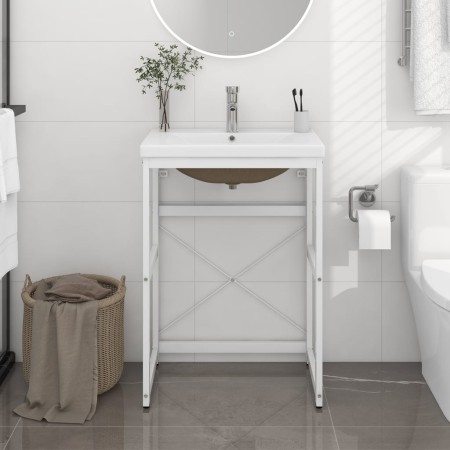 Bathroom structure with built-in white iron sink by vidaXL, bathroom vanities - Ref: Foro24-3101386, Price: 171,99 €, Discoun...