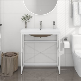 Estructura de baño con lavabo incorporado hierro blanco de vidaXL, Tocadores de baño - Ref: Foro24-3101387, Precio: 204,99 €,...