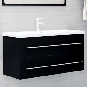 Mueble con lavabo aglomerado negro de vidaXL, Tocadores de baño - Ref: Foro24-3099069, Precio: 317,94 €, Descuento: %