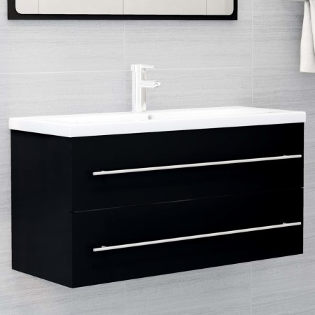 Mueble con lavabo aglomerado negro de vidaXL, Tocadores de baño - Ref: Foro24-3099069, Precio: 326,39 €, Descuento: %