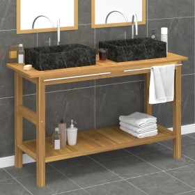 Badezimmer-Waschtisch aus massivem Teakholz mit Waschbecken aus schwarzem Marmor von vidaXL, Badezimmerwaschtische - Ref: For...