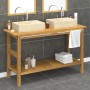 Solid teak wood bathroom vanity with cream marble sinks by vidaXL, bathroom vanities - Ref: Foro24-3096578, Price: 450,02 €, ...