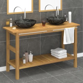 Tocador de baño madera maciza de teca con lavabos mármol negro de vidaXL, Tocadores de baño - Ref: Foro24-3096579, Precio: 40...