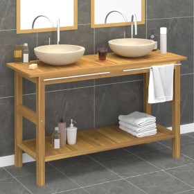 Tocador de baño madera maciza de teca con lavabos mármol crema de vidaXL, Tocadores de baño - Ref: Foro24-3096580, Precio: 40...