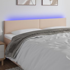 Cabecero con LED cuero sintético color capuchino 200x5x78/88 cm de vidaXL, Cabeceros y pies de cama - Ref: Foro24-3121445, Pr...