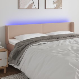 Cappuccino synthetic leather headboard with LED 203x16x78/88 cm by vidaXL, Headboards and footboards - Ref: Foro24-3123069, P...