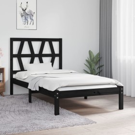 Estructura de cama madera maciza de pino negro 75x190 cm de vidaXL, Camas y somieres - Ref: Foro24-3103962, Precio: 108,99 €,...