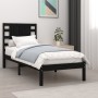 Black single solid wood bed frame 75x190 cm by vidaXL, Beds and slatted bases - Ref: Foro24-3104182, Price: 119,40 €, Discoun...