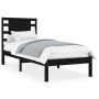 Black single solid wood bed frame 75x190 cm by vidaXL, Beds and slatted bases - Ref: Foro24-3104182, Price: 119,40 €, Discoun...