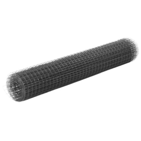 Chicken wire fence, steel with grey PVC coating, 10x1 m by vidaXL, fence panels - Ref: Foro24-143639, Price: 26,47 €, Discoun...