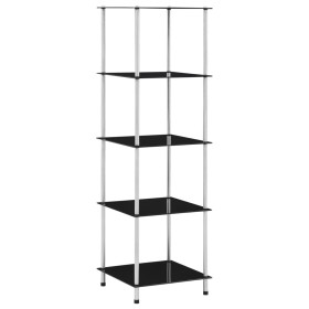 5-tier black tempered glass shelf 40x40x130 cm by vidaXL, Bookcases and shelves - Ref: Foro24-249511, Price: 61,36 €, Discoun...